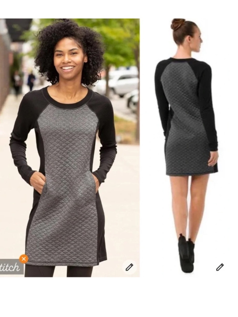 Smartwool Diamond Peak Quilted Dress Merino Wool in Black Heather Size Medium